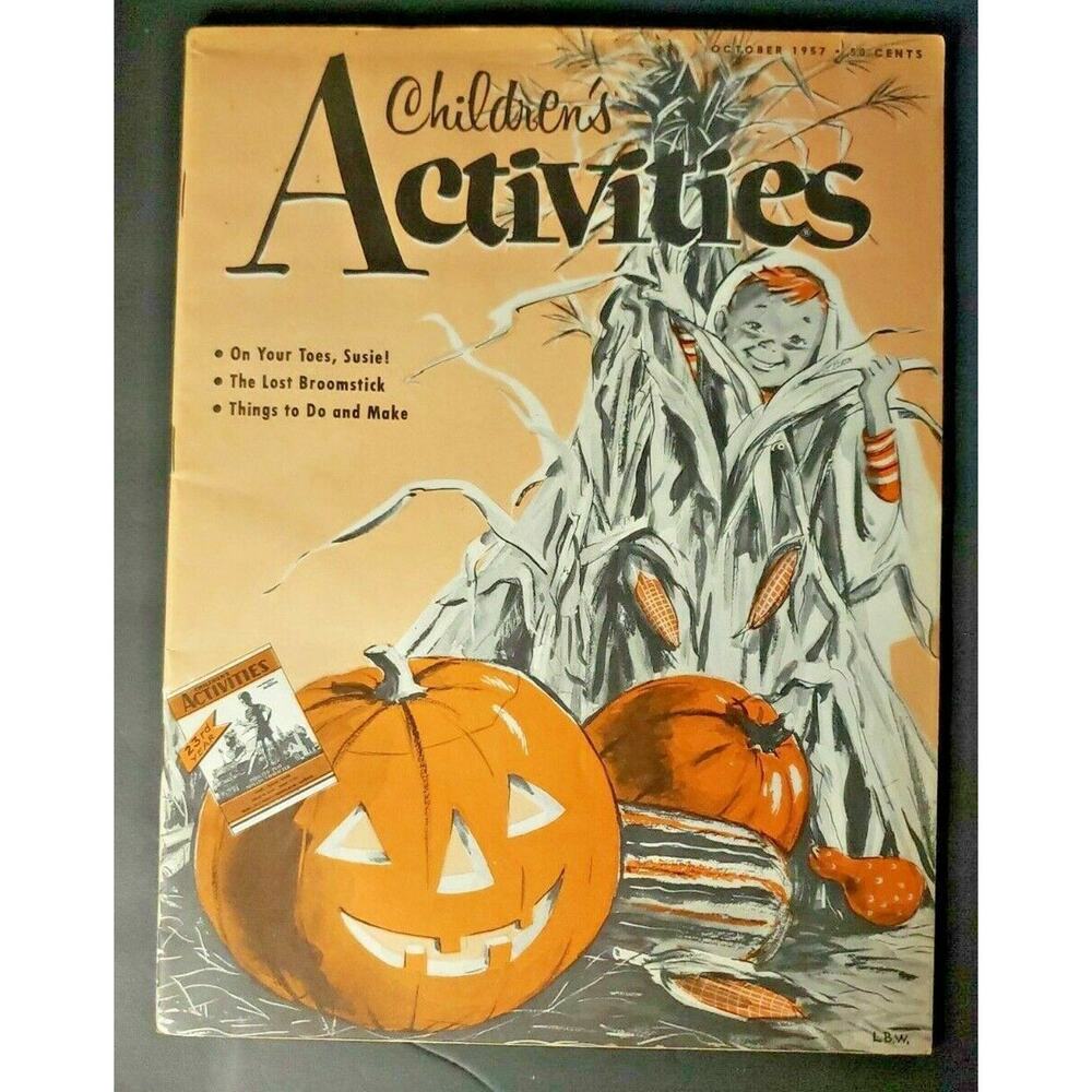 1957 October Children's Activities Magazine NOS Toy Add on Back NOS WS7C